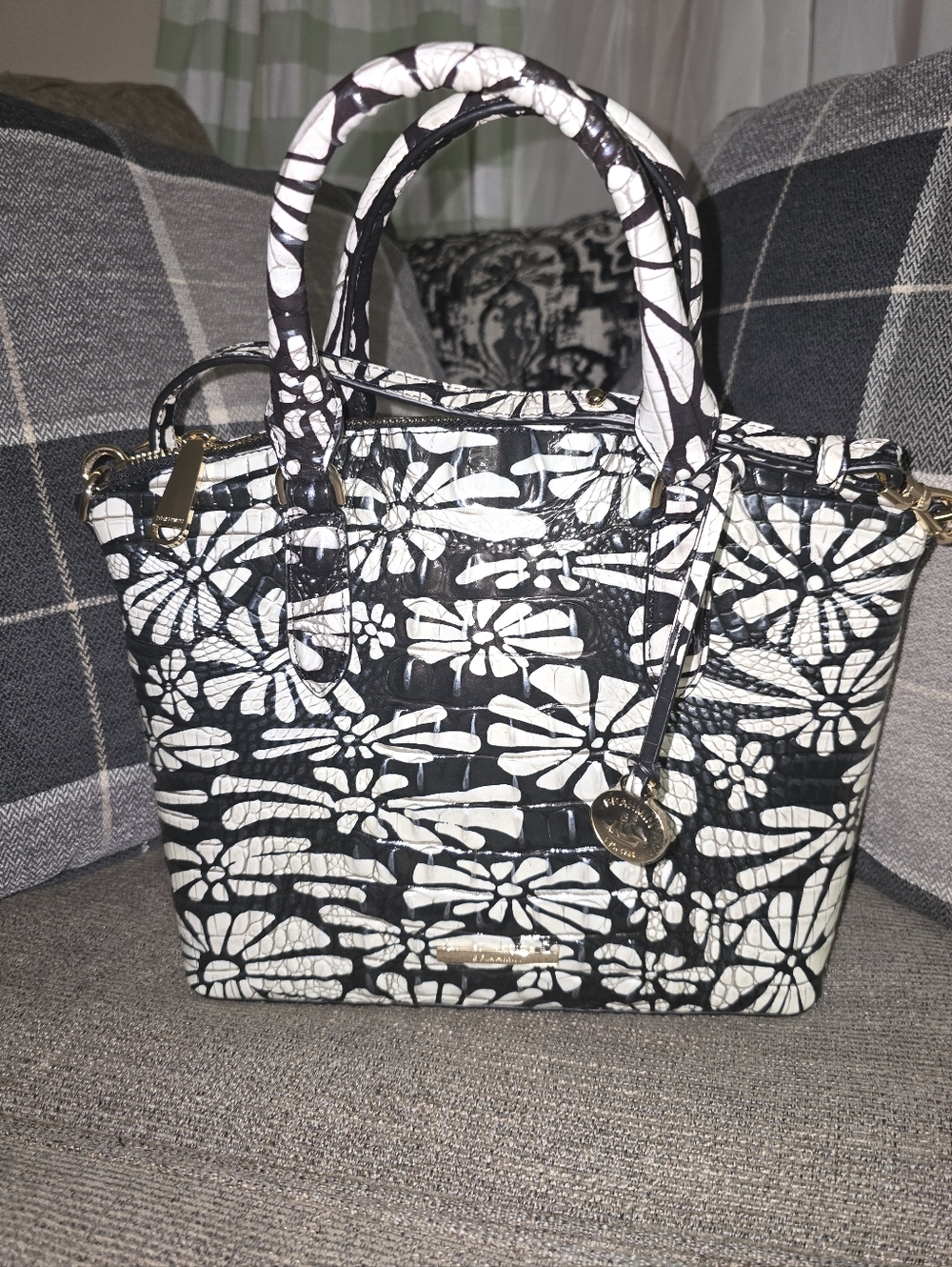 Brahmin Duxbury Satchel Daisy Batik Melbourne Genuine Leather (E)